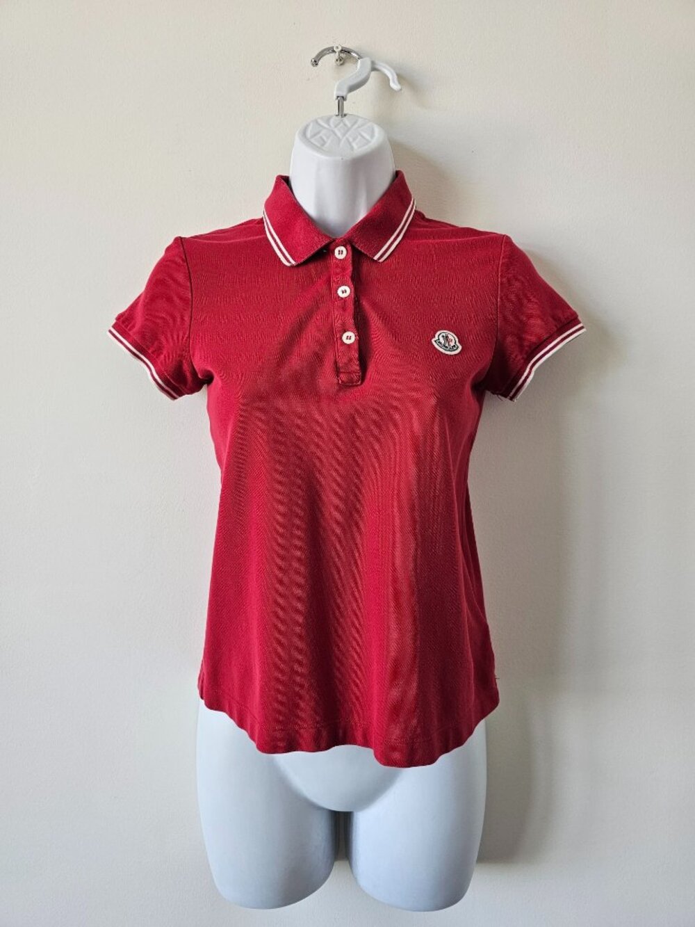 MONCLER Red Cotton Classic Maglia Polo Shirt Top Women's XS